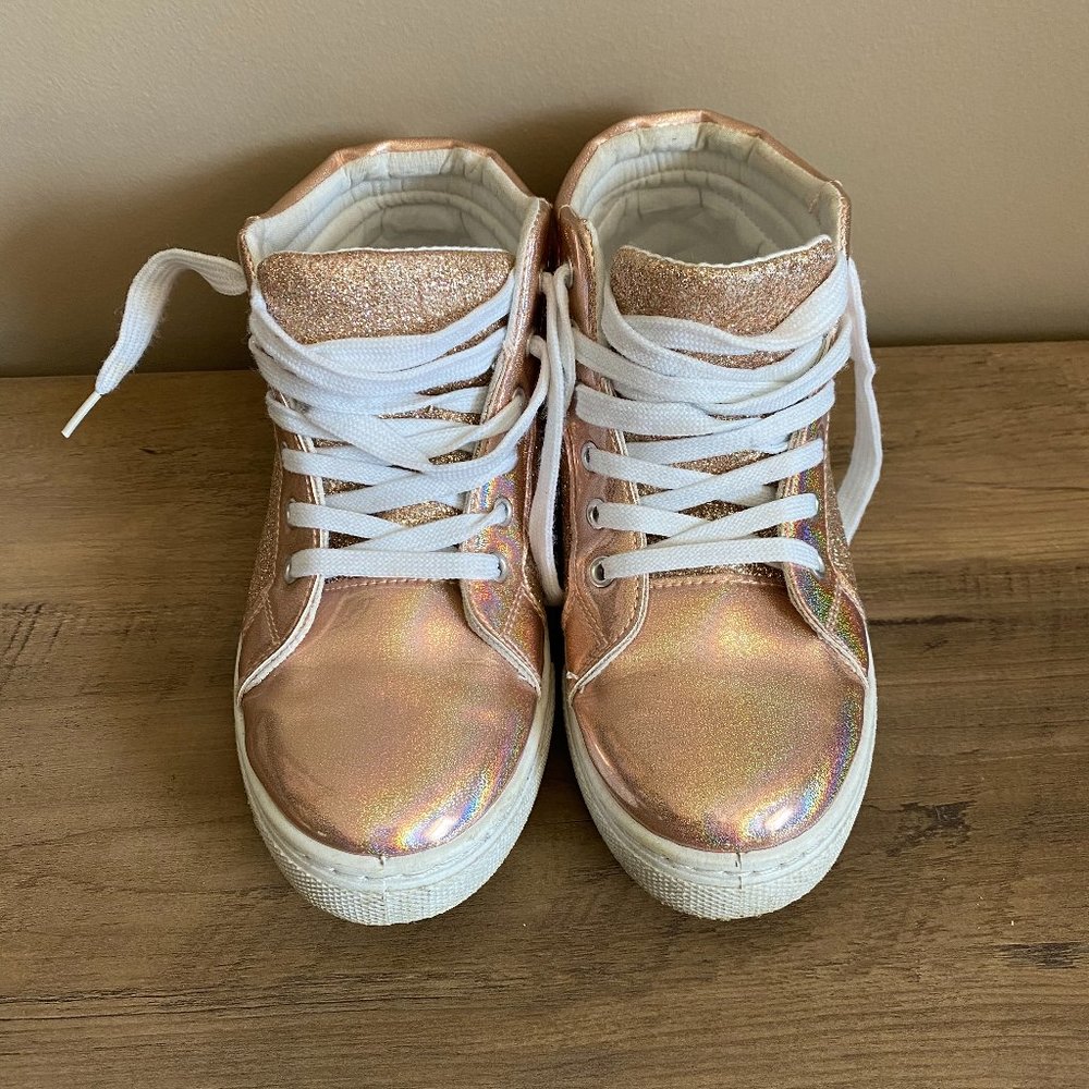 Rose Gold High-Top Sneakers